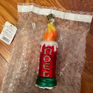 Festive Red and Green Candle Ornament